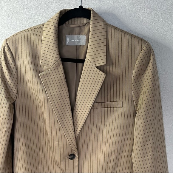 NWOT Everlane Oversized Striped Blazer Cornstalk & Black Tan Business Women’s 12 - Picture 4 of 13